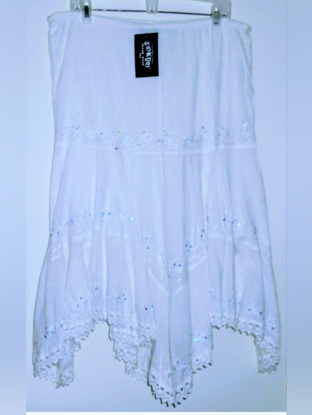 Vintage Gorgeous Sequins Lace Uneven Hem Cotton Skirt
